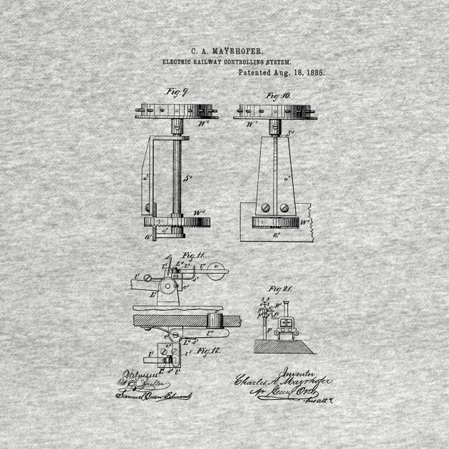 Electric Railway Controlling System Vintage Retro Patent Hand Drawing by TheYoungDesigns